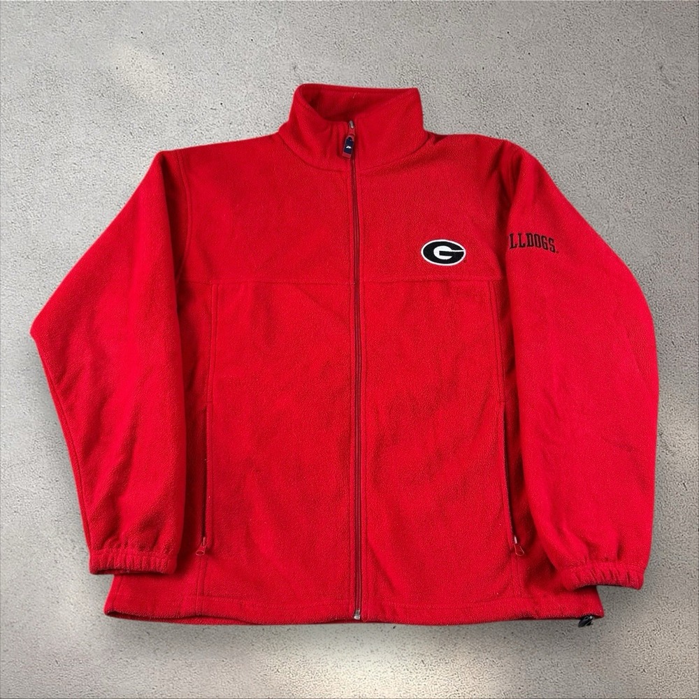 Vintage Georgia Bulldogs Jacket Men's M Fleece Full Zip Red Embroidered 90s